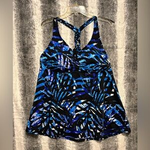 Blue and Black Patterned Swim Tank Top size 22